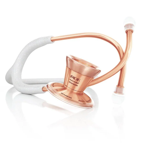 ProCardial Titanium Cardiology Stethoscope - White Glitter/Rose Gold