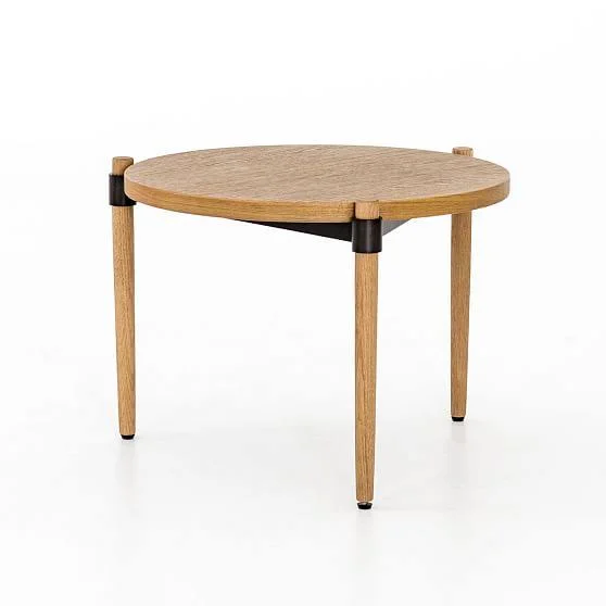 West Elm Oak & Iron End Table - Waxed Black