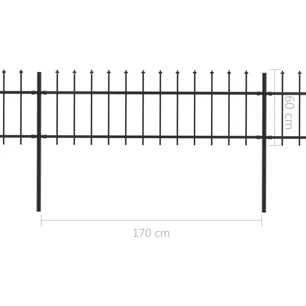 vidaXL Garden Fence with Spear Top Steel 468.5x22x23.6x22 Black