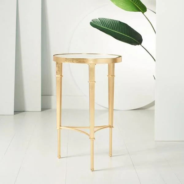 Safavieh AMH8331A Carly Gold Leaf Accent Table Gold