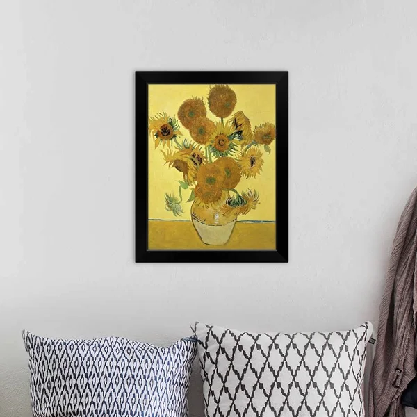 Sunflowers - 1888, Black Framed Wall Art, 16x20, Great Big Canvas