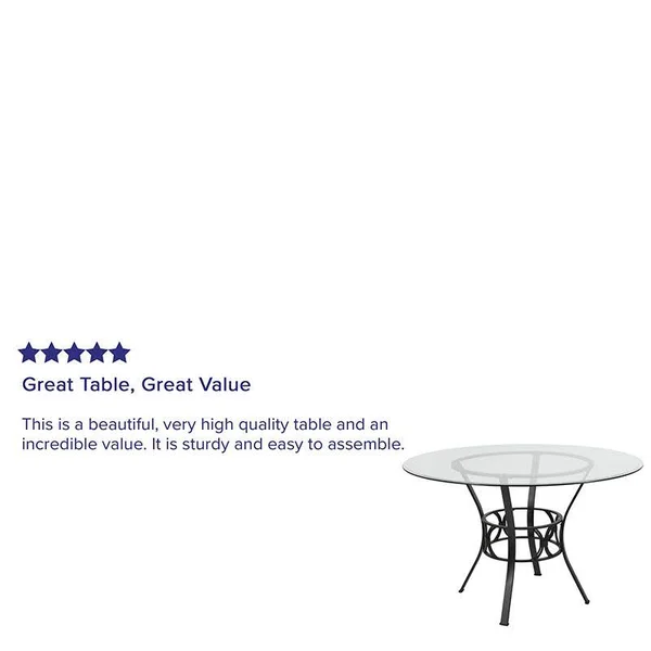 Carlisle Round Glass Dining Table with Metal Frame - Silver, 48&&