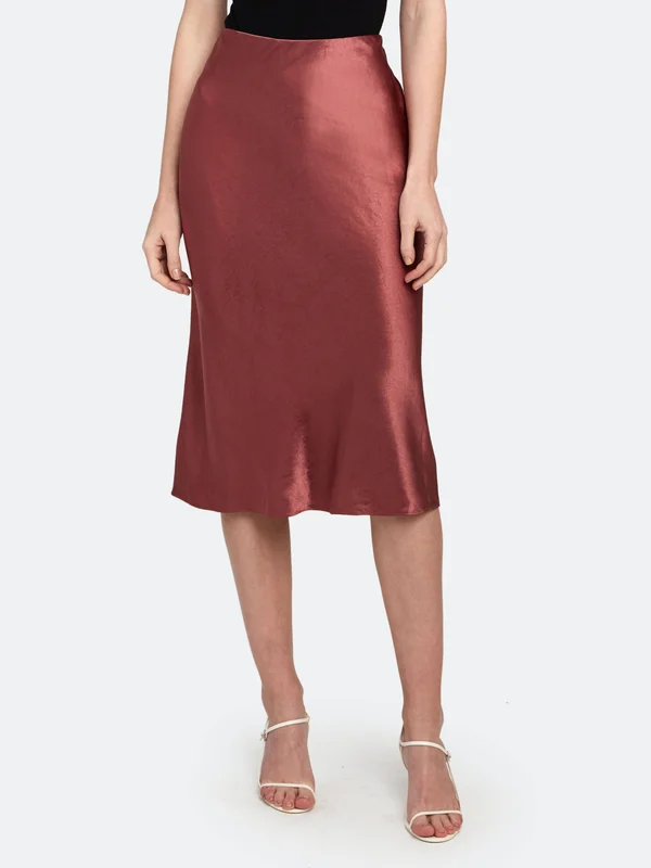 Vince Satin Midi Slip Skirt, Red, Women's, Xs