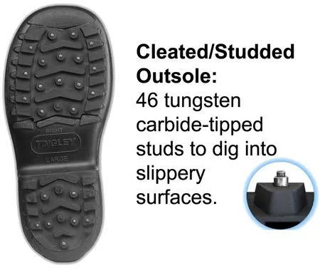Tingley 1450 Winter-Tuff 10x22 Ice Traction Stretch Overshoes, Black, Studded