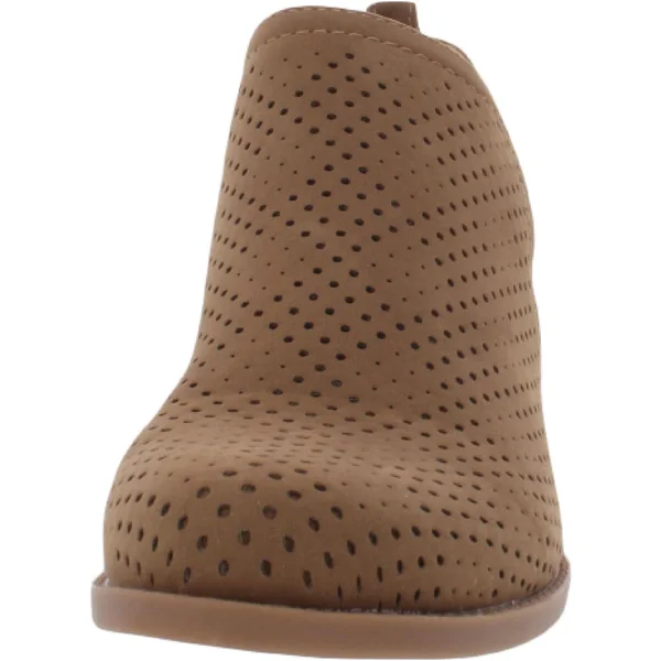 Baretraps Rizzo Womens Suede Block Heel Ankle Boots, Cognac