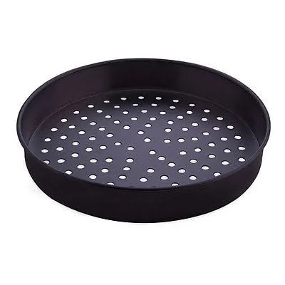 American Metalcraft SPHC5114 14u0026quot; x 1 1/2u0026quot; Super Perforated Hard Coat Anodized Aluminum Straight Sided Pizza Pa
