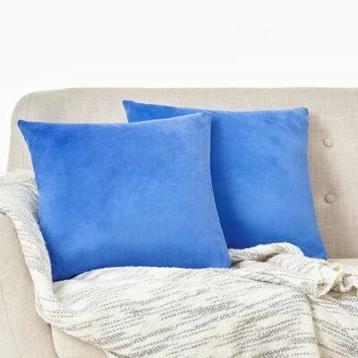 Mercer41 Soft Fabric Velvet Throw Pillow Covers Mercer41 Color: Blue - Size: 22x22 x 22x22
