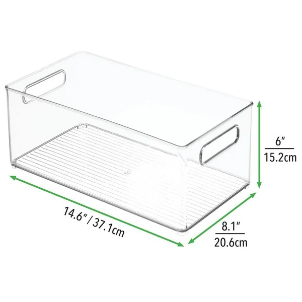 mDesign Plastic Bathroom Storage Bin Tote with Handles, 4 Pack - Clear