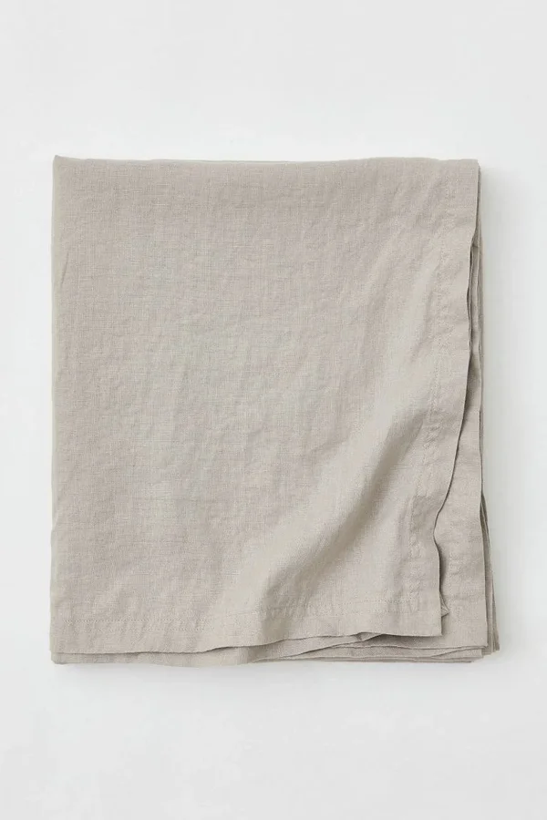 Hu0026M Home - Washed Linen Tablecloth - Brown - Size: 55x126
