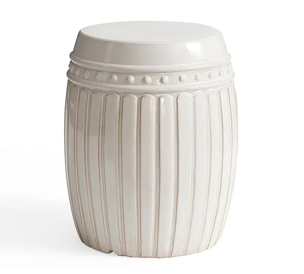Reeded Ceramic Accent Table - White
