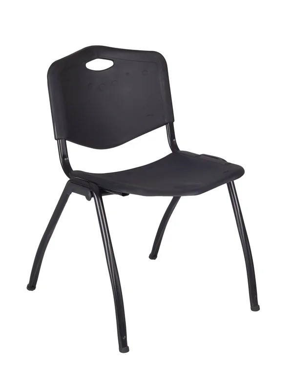 Cain 36x22 Square Breakroom Table- Cherry & 4 &M& Stack Chairs- Black - Regency - TB3636CH47BK