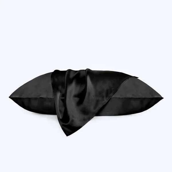 Mommesilk Pure Silk Pillowcase Set of 2 100% Mulberry Silk 100% Biodegradable Eco-Friendly Washable US Black Standard(20x22x26x2
