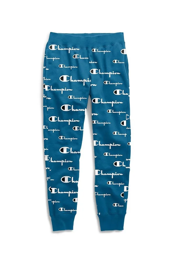 Champion Life Men's REVERSE Weave Joggers, All Over Logo Multi Scale Script Running Waves M