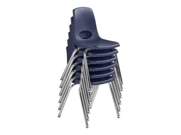 Factory Direct 16in Stack Chair Swivel Glide - 6-Pack - Navy