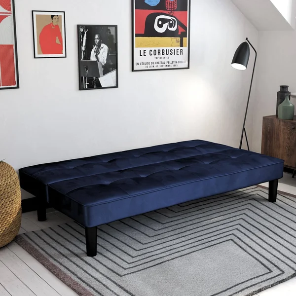 RealRooms Tyler Futon Convertible Couch - Blue Velvet