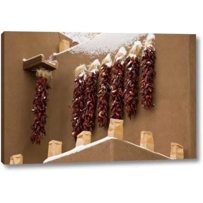 &New Mexico - Santa Fe Chili Pepper Ristras& Photographic Print on Wrapped Canvas World Menagerie Size: 10x22 H x 16x22 W x 1.5x2