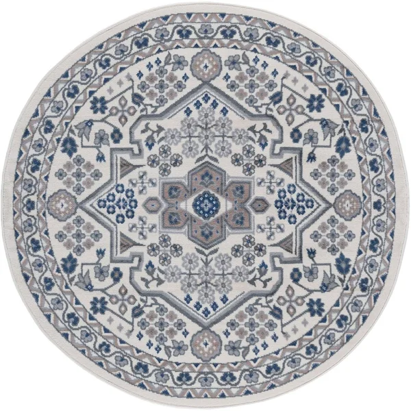 Alise Rugs Hamilton Traditional Oriental Runner Rug - 7&10 x 7&10 - Cream
