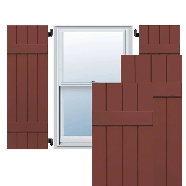 Ekena Millwork CWB15X028RWC 15x22W x 28x22H Exterior Four Board (2 Batten) Composite Board-n-Batten Shutters (Per Pair) - Country