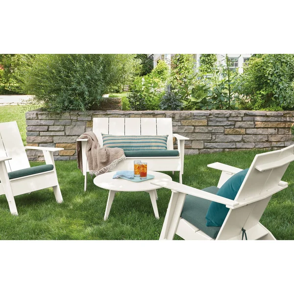 Room & Board, Modern Nova Round Outdoor Coffee Table in Blue 30 Diameter 13H in Recycled Acrylic/Plastic