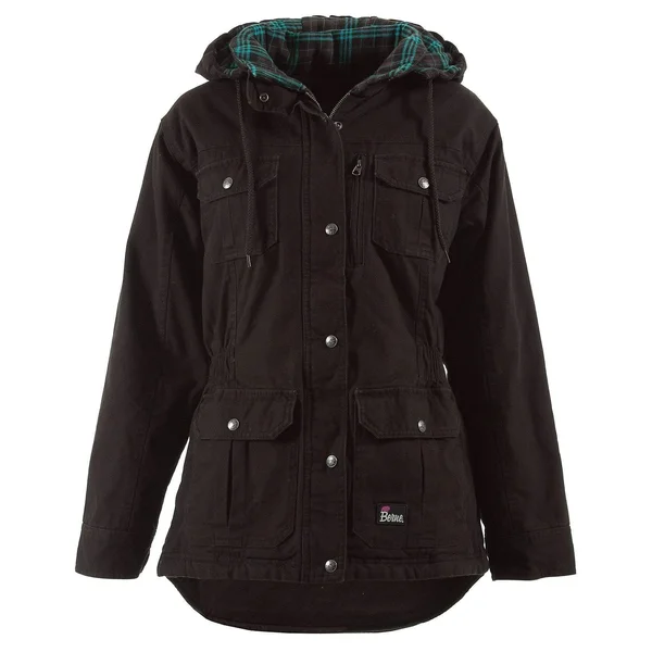 Berne Ladies Washed Barn Coat Quilted Flannel Lined Dark Brown, XL/Tall