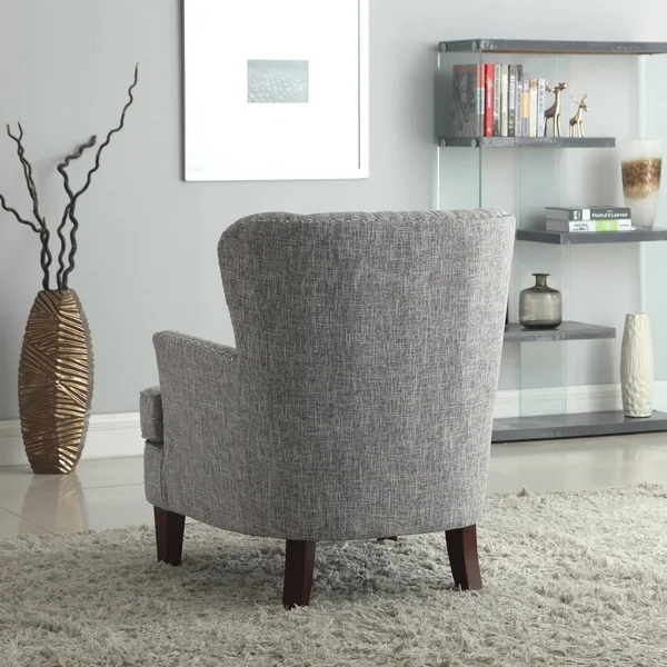 Bentley Button Tufted Accent Chair with Nailhead TRIM, Gray-White