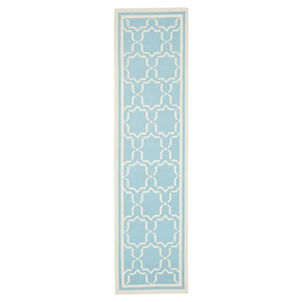 Safavieh Dhurries DHU545B 2&6x22 x 10&0x22 Runner Light Blue, Ivory Area Rug