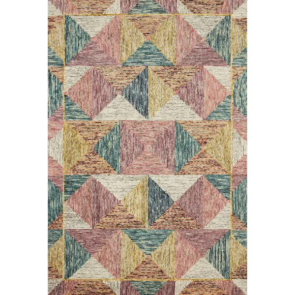 Alexander Home Kaleidoscope Geometric Hand-Hooked Wool Rug - 2&6x22 x 9&9x22 - Lagoon - Spice
