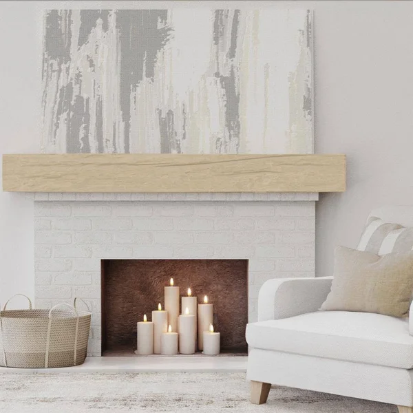 Ekena Millwork MANURW06X06X48PP 6x22H x 6x22D x 48x22W Riverwood Faux Wood Fireplace Mantel, Natural Pine