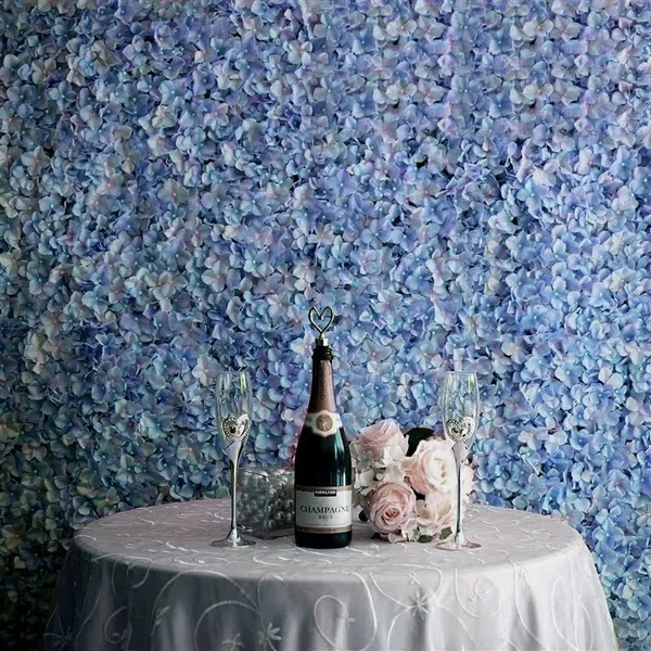 4 Pcs Blue Silk Hydrangea Flower Mat Wall Backdrop Photography Panel P