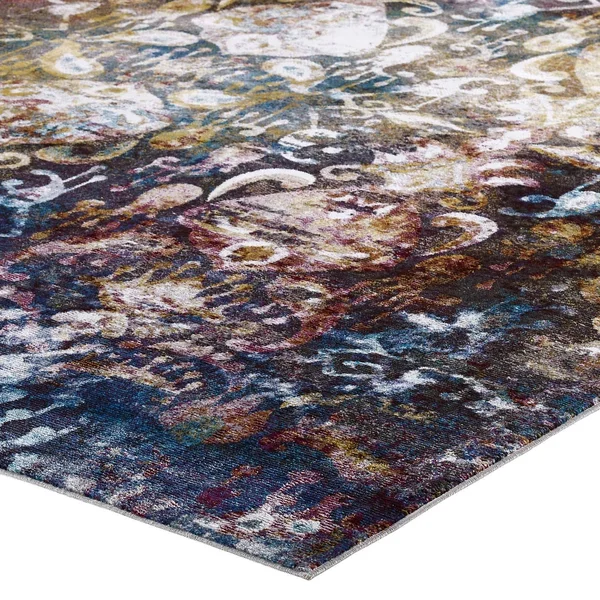 Modway Success Jayla Transitional Distressed Vintage Floral Moroccan Trellis 5x8 Area Rug - Multicolored