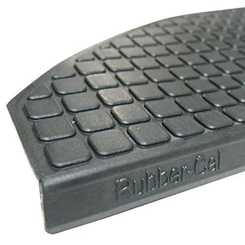 Rubber-Cal Block-Grip Non-Slip Rubber Tread Stair Mats (6 Pack), Black