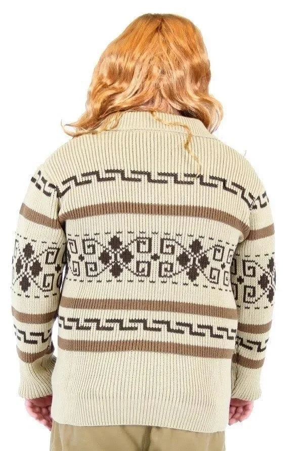 The Big Lebowski Jeffrey The Dude Zip Up Costume Cardigan Sweater