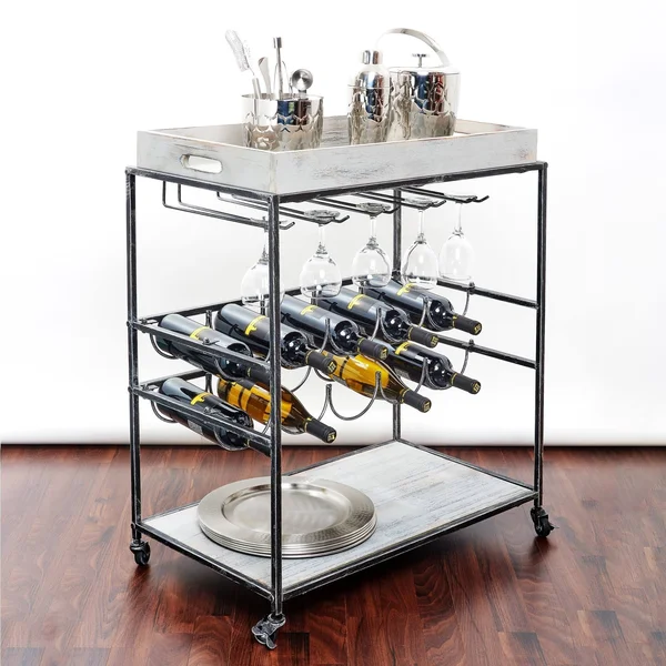 Oliver & James Riza Grey Wine Serving Cart