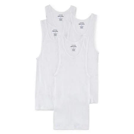 Stafford Dry+Cool Mens 4 Pack Sleeveless Tank Big & Tall - White, Big 2X-Large, Undershirts Tanks, Moisture Wicking|Quick