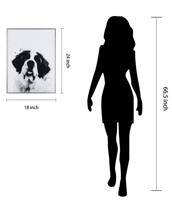 Empire Art Direct AAGS-JP1023-2418 Saint Bernard Black & White Pet Dog Wall Art with Gunmetal Anodized Frame
