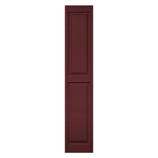 Builders Edge 12 in. x 63 in. Raised Panel Vinyl Exterior Shutters Pair in Wineberry