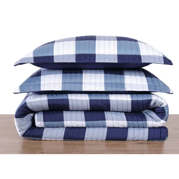Truly Soft Everyday Buffalo Plaid Black Twin XL Quilt Set