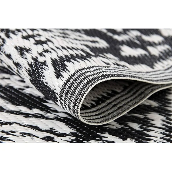 Lightweight Indoor Outdoor Reversible Plastic Area Rug - Ohio - ohio-black 8 x 10