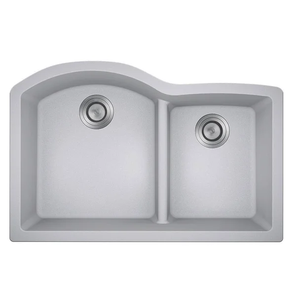 Mr Direct 811-S-CST Quartz Granite 33x22 L x 22x22 W Undermount Kitchen Sink with Basket STRAINER Finish: Silver