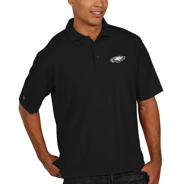 Antigua Philadelphia Eagles Black Pique Xtra-Lite Polo Size: Small