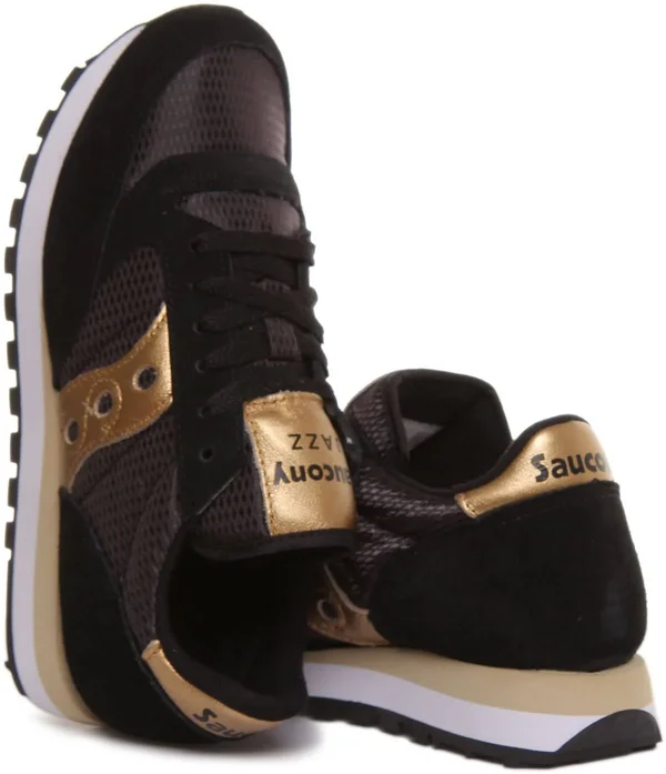 Saucony Jazz Originals Women Black Gold Black Suede, Nylon 36 EU