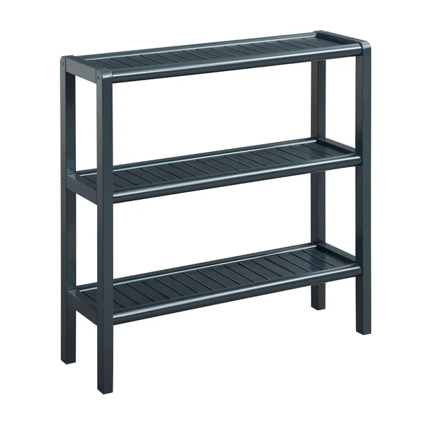 NewRidge Home Goods 2207-GRA 3 Tier Home Solid Wood Abingdon CONSOLE - Stand, Bookcase & Shoe Rack