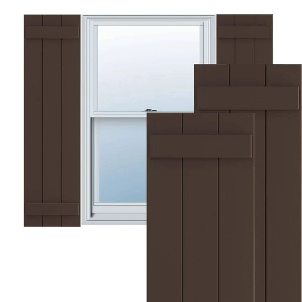 Ekena Millwork CWB12X058TBC 12x22W x 58x22H Exterior Three Board (2 Batten) Composite Board-n-Batten Shutters (Per Pair) - Tudor