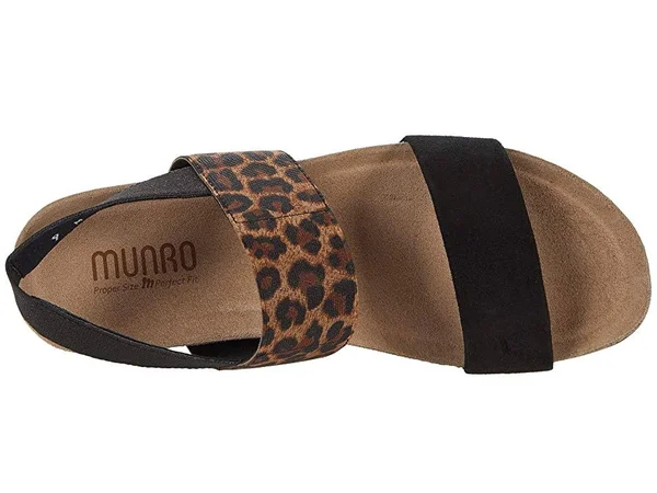 Munro Pisces Black Leopard Sandal (Women) 10.5 - WW, Black Leopard