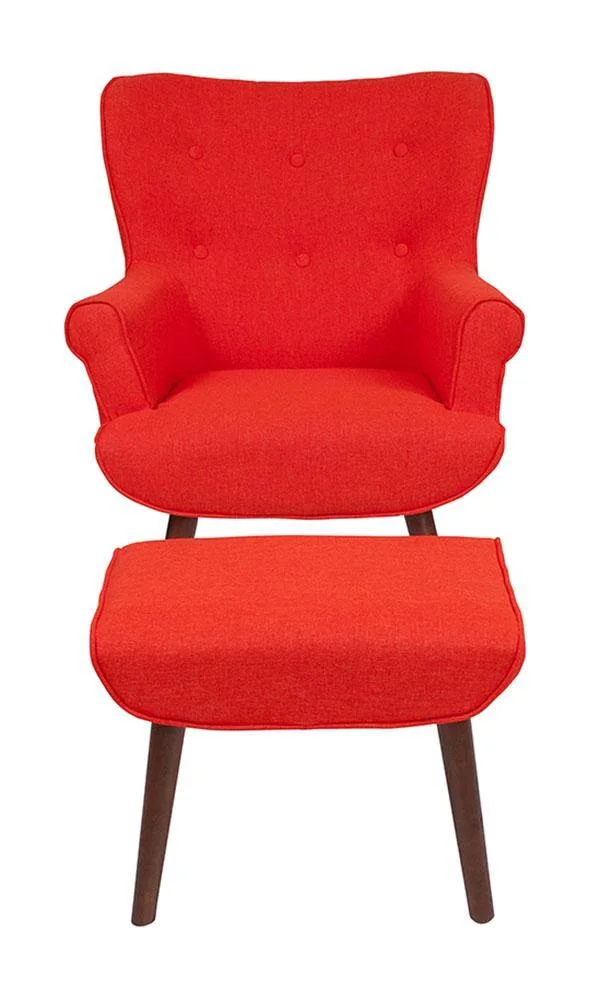 Flash Furniture Bayton Upholstered Wingback Chair with Ottoman - Blue Fabric