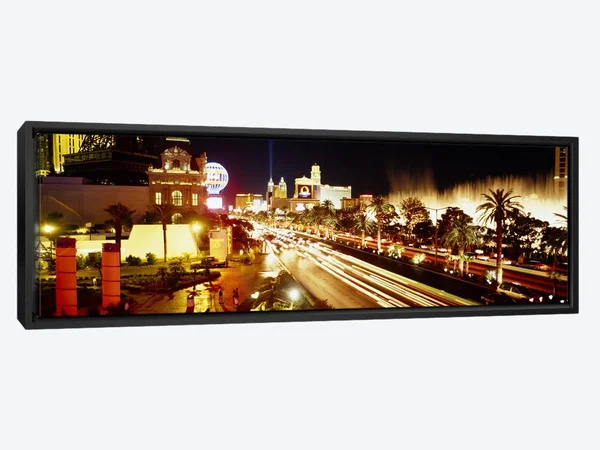 Panoramic Images Canvas Art Prints - Buildings in A City Lit Up at Night, Las Vegas, Nevada, USA #2 ( places > North America