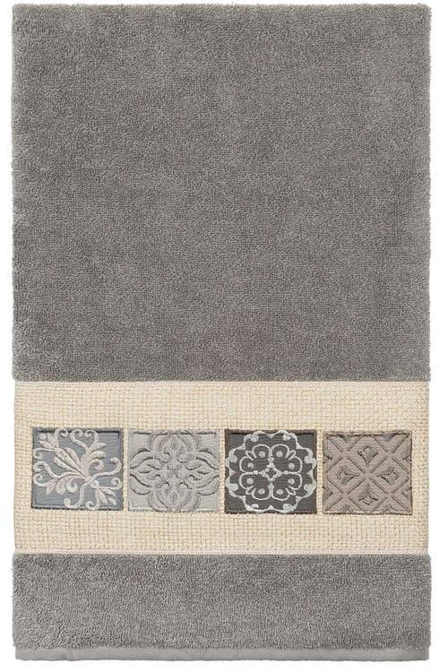 Linum Home Textiles Dark Gray Vivian 3 Piece Embellished Towel Set