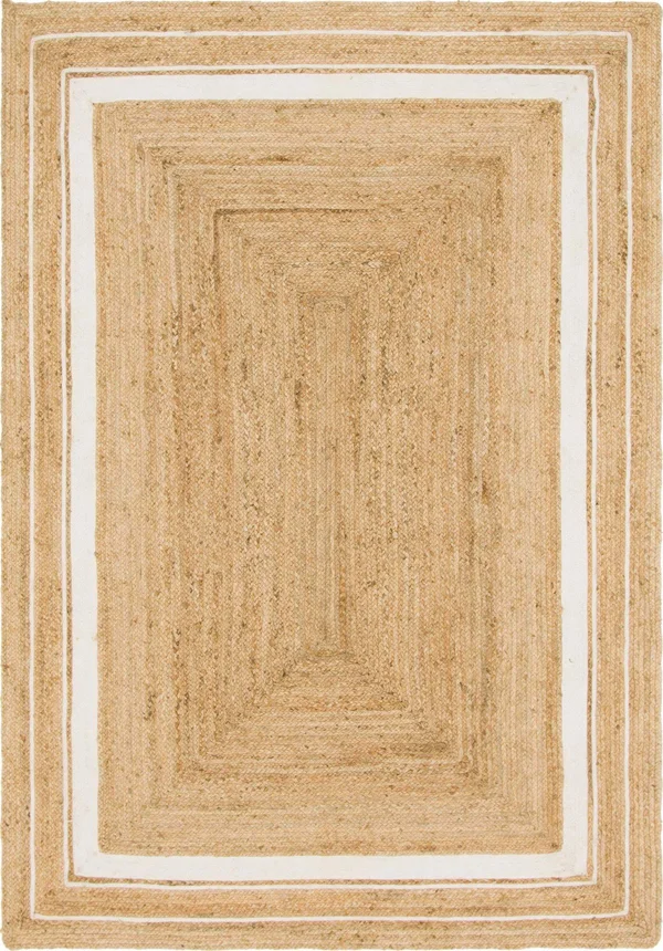 Unique Loom Gujarat Braided Jute Area Rug (5& x 8& - Natural/Ivory)