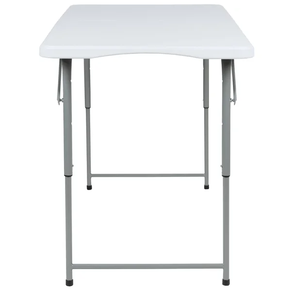 Flash Furniture Height Adjustable Bi-Fold Granite White Plastic Folding Table, 4&