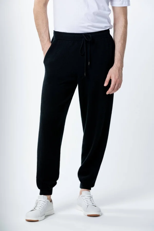 Men's Cashmere Knit Jogger Black - Gobi Cashmere, XL, Black, MK16-81